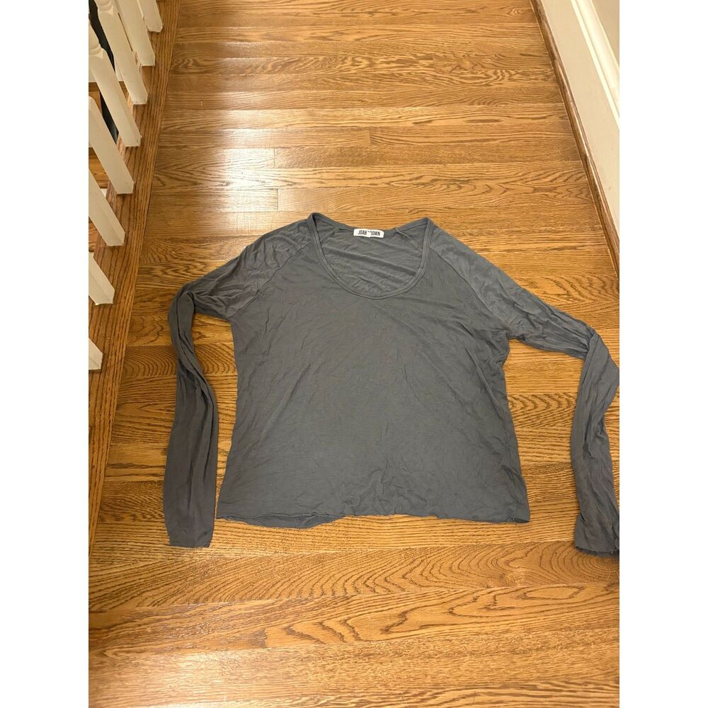 Joah Brown Raw Hem Long Sleeve Top – Charcoal Gray – Size M/L